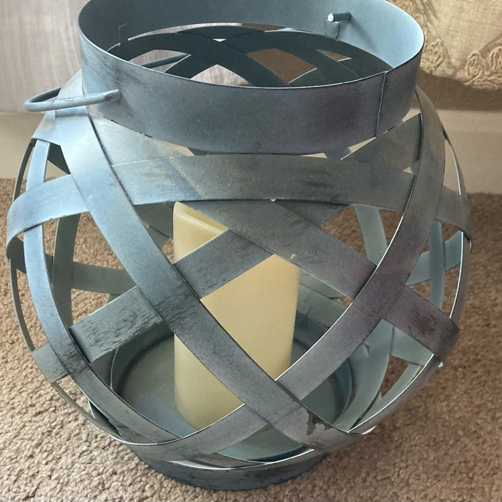 ♥️💙Gray Metal Lantern Candle Holder